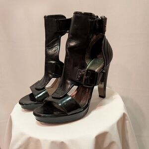 Hugo Boss Black Cutout High-Heel Buckle Sandals